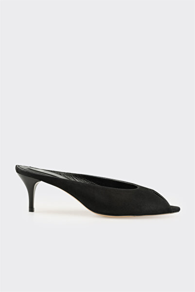 Elle Shoes Siyah Deri Kadın Terlik