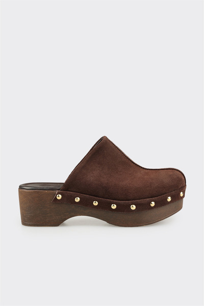 Elle Shoes Kahve Deri Kadın Terlik