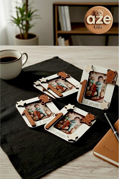aze kids Kişiye Özel Ayıcık Temalı Ahşap 10 lu Magnet Seti – Teddy Bear Bebek...