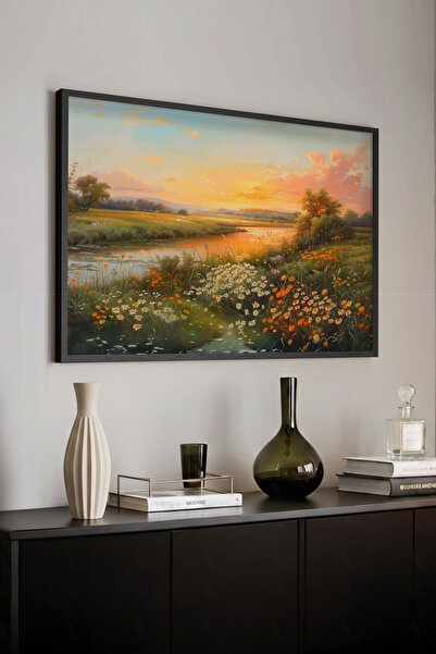 STARYUNA Μαύρο ξύλινο πλαίσιο με εφέ ελαιογραφίας, vintage ζωγραφική με θέα η...