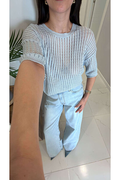 BİRCANÇİL Venkros Blue Short Sleeve Knitwear
