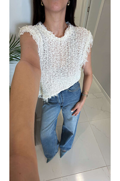 BİRCANÇİL Tandre Ecru Tassel Detailed Sweater Knitwear