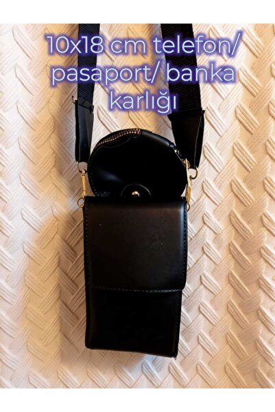 Gözenshopp Women's Leather Black 2-Compartment Phone Bag + Wallet Is a Gift