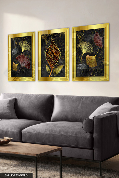 Evinemoda Λαμπερά Πολύχρωμα Φύλλα 3 Τεμάχια Πλεξιγκλάς Καθρέφτης Ζωγραφικής