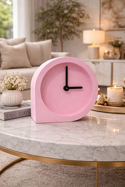 SalepHome EV DEKORASYON MASA SAATİ - PEMBE MASA SAATİ