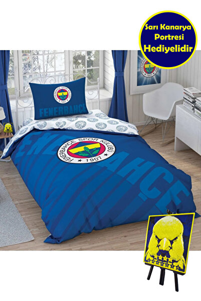 Taç Σετ Βαμβακερής Παπλωματοθήκης με Αδειοδοτημένο Λογότυπο Fenerbahçe σε Μπλ...