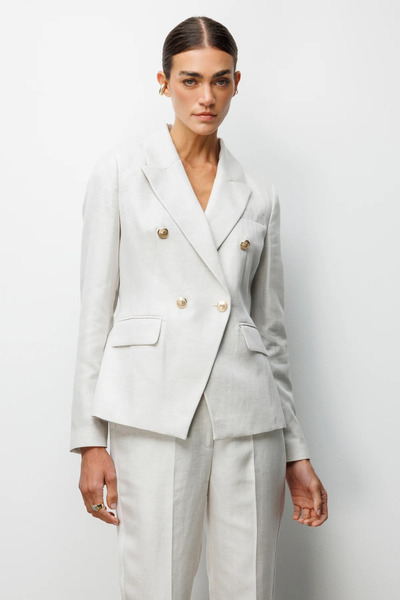 Ekol Double-Breasted Collar Jacket with Flap Pockets-1030