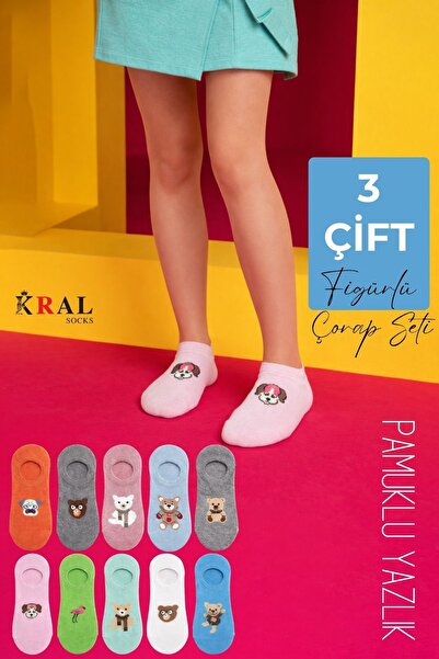 KRAL SOCKS Σετ 3 ζευγαριών γυναικείες βαμβακερές αόρατες κάλτσες sneaker με μ...