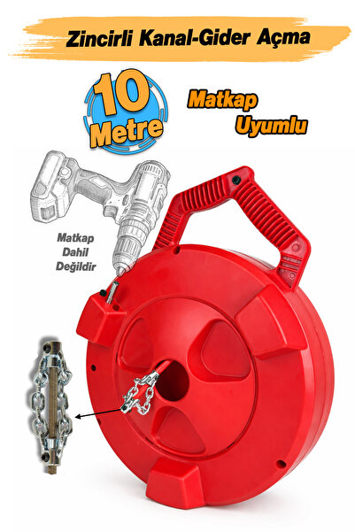 Badem10 (10 Metre) Matkap Uyumlu 1/4" Şaft Tel Profesyonel Tesisat Gider Tıka...