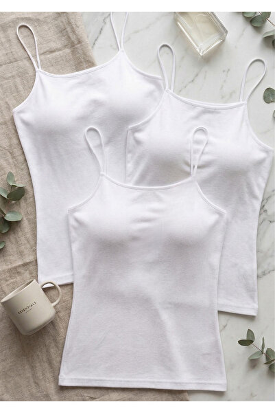 Loule Women's 3-Pack Cotton Non-Padded Thin Strap Flexible Undershirt Set - S...