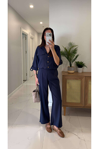 BİRCANÇİL Fertan Navy Blue Bomber Jacket Pants Set