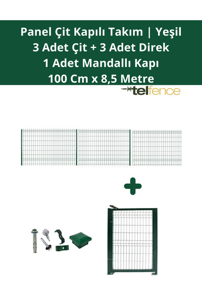Telfence Panel Çit Takımı 8,5 Metre ( 3 Çit + 3 Direk + Mandallı Kapı ) Avant...