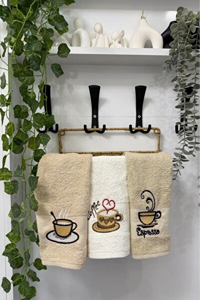 Çeyiz Diyarı Σετ πετσετών κουζίνας Kokora με κέντημα 3 τεμαχίων 30x50 εκ.