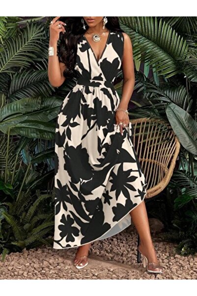 DRESSIFY WOMEN’S FASHION Γυναικείο μακρύ φόρεμα από σουπερτζιν με λουλουδάτο ...