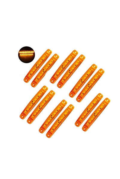 ERK 10 τεμάχια - Πλευρικό φως αυτοκινήτου/φορτηγού 9 SMD 12–24V - Πορτοκαλί
