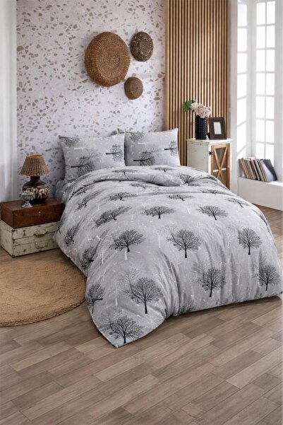 Çeyiz Diyarı Çınar Double Duvet Cover Set Gray