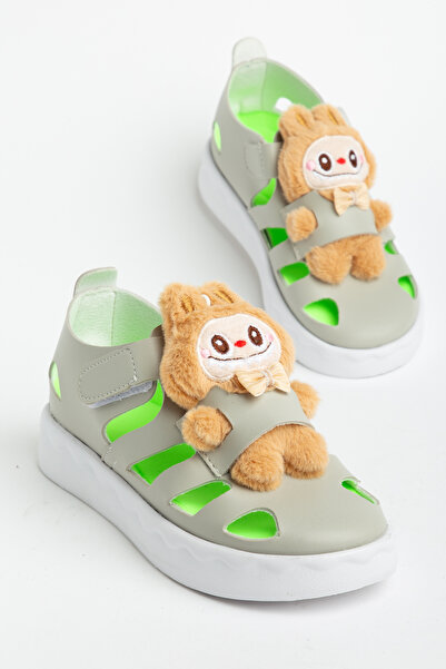 Tonny Black Παιδικά Unisex Γκρι Ανοιχτόχρωμα Σανδάλια με Λεπτομέρεια Αρκουδάκ...