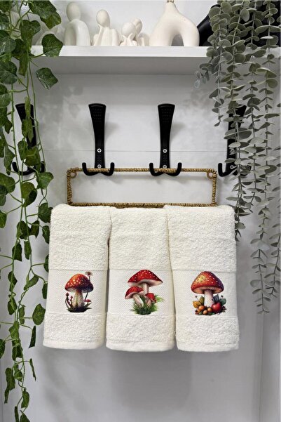 Çeyiz Diyarı Σετ πετσετών κουζίνας 3 τεμαχίων με σχέδιο μανιτάρια 30x50 εκ.