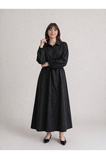 FUAT GÜRSEN Φόρεμα με κορδόνι στη μέση και χάντρες στα μανίκια