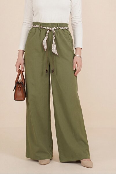 HİJABAYA Λινό παντελόνι με φαρδιά μπατζάκια, ελαστική μέση και τσέπες με ζώνη