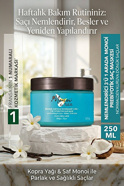 Yves Rocher Monoi 3ü1 Arada Saç Maskesi Nemlendirici Besleyici Kuru Saçlar 25...