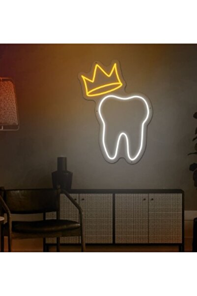 Slasa Dental Crown Tooth Neon Sign 61x50 cm Multicolor LED Light with 6 mm Ac...