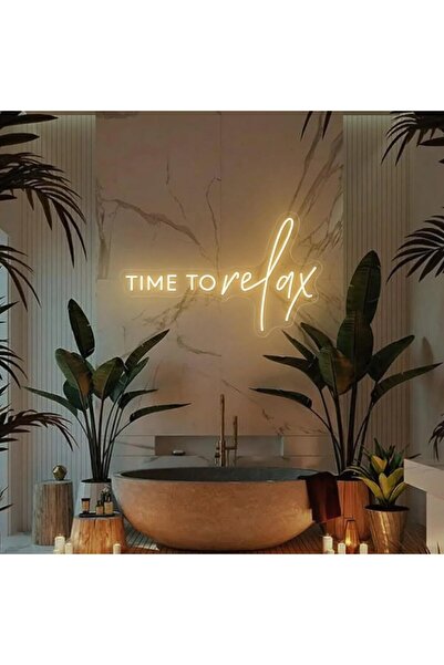 Slasa Time to Relax Neon Sign 26x42 cm Yellow LED Light with 6mm Acrylic Base...