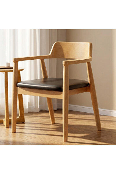 Destello ®   Μοντέρνα Καρέκλα με Μπράτσα, Καμπυλωτή Πλάτη, Ξύλο, Δέρμα, Ανοιχ...