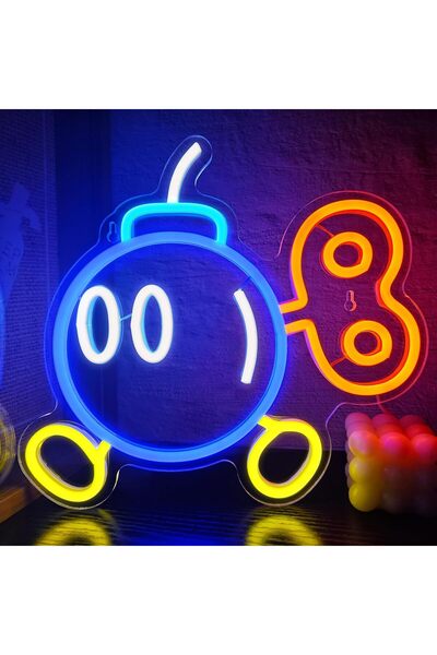 Slasa Bomb Cartoon Neon Sign 27x30 cm Multicolor LED Light with 6mm Acrylic B...