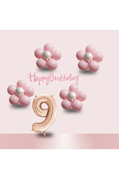 tedaks Pink Daisy Themed Rosegold Number Pink Happy Birthday Banner Birthday ...