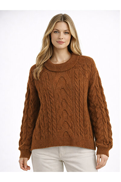 WOMENTİ Soft Textured Hair Braided Sweater