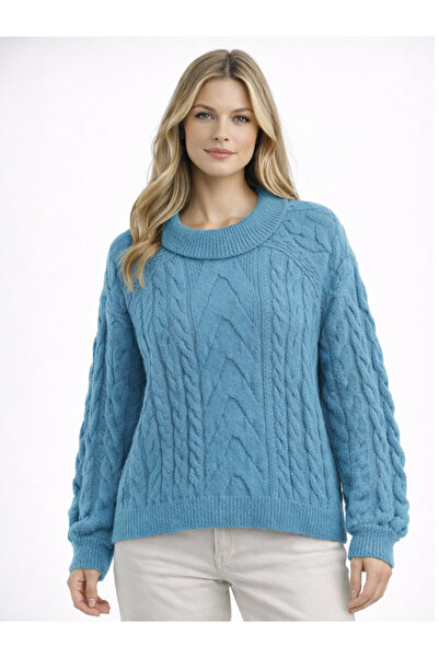 WOMENTİ Soft Textured Hair Braided Sweater