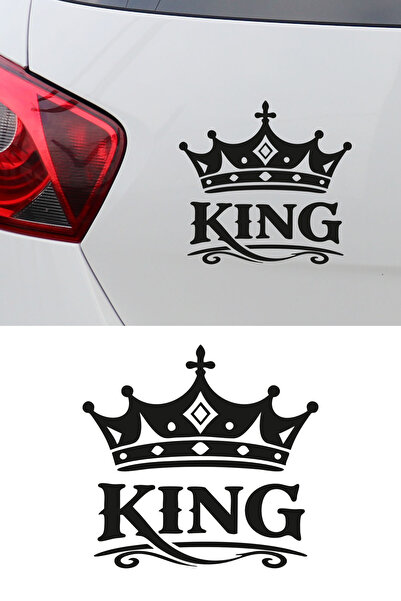 New Jargon King Written Crown Car Sticker - King Themed Car Motor Sticker 15X...