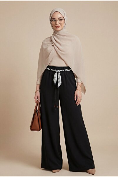 HİJABAYA Λινό παντελόνι με φαρδιά μπατζάκια, ελαστική μέση και τσέπες με ζώνη