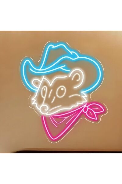 Slasa Cowboy Face Neon Sign 40x34 cm Multicolor LED Light with 6mm Acrylic Ba...