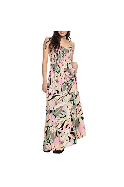 Roxy Απαλές Αναμνήσεις Μάξι Φόρεμα Ανθρακί Φλοράλ Φιέστα Μεγάλο Σ