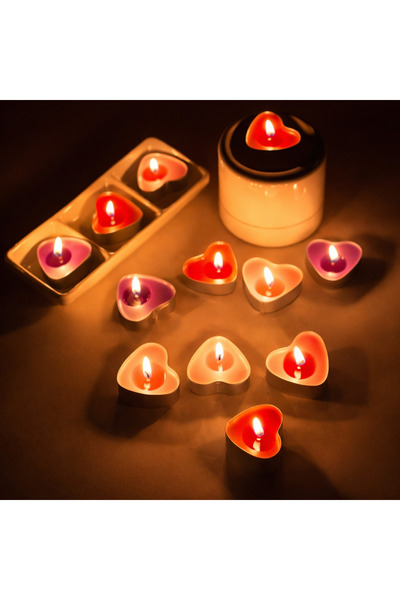 WORDAKS Tealight Mum Kırmızı Kalp , 1 Adet Kokusuz, Buhurdanlık, Parti, Kutla...