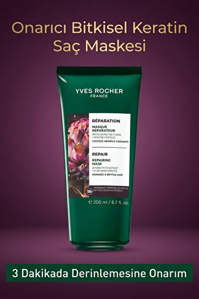 Yves Rocher Bitkisel Keratinli Onarıcı Saç Maskesi Yıpranmış Saçlar İçin Vega...