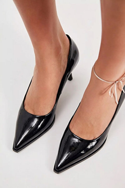 BonuStep Alvora Rugan Siyah Kadın Rahat Klasik Topuklu Ayakkabı Stiletto 6cm
