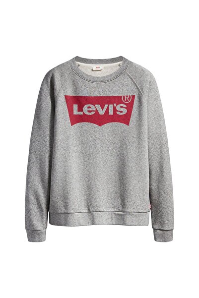Levis Γυναικείο Γκρι Φούτερ με Στάμπα και Στρογγυλή Λαιμόκοψη XL