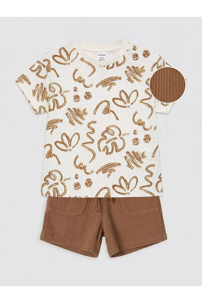 LC Waikiki Ecru patterned baby boy muslin set from gulis clothing