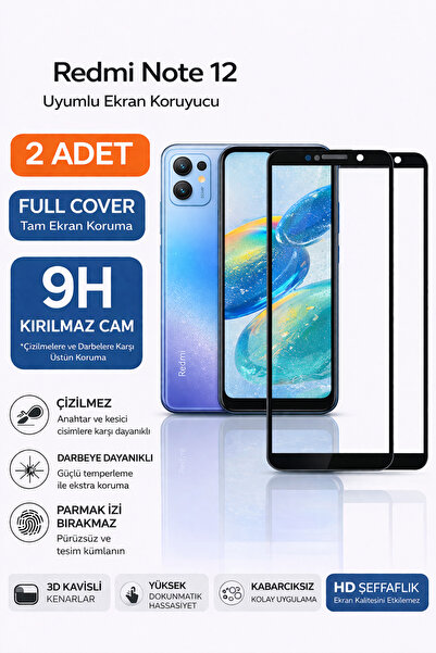ebulduk قطعتان من زجاج Redmi Note 12 المقاوم للكسر، زجاج بتغطية كاملة، حماية ...