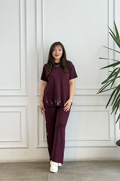 yb yağmur butik Σετ με κοντά μανίκια με λεπτομέρειες από πέτρες και πέρλες στ...