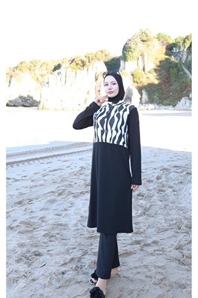 new ats Fully Covered Hijab Swimsuit with Ethnic Pattern 3-Piece Set Rimal