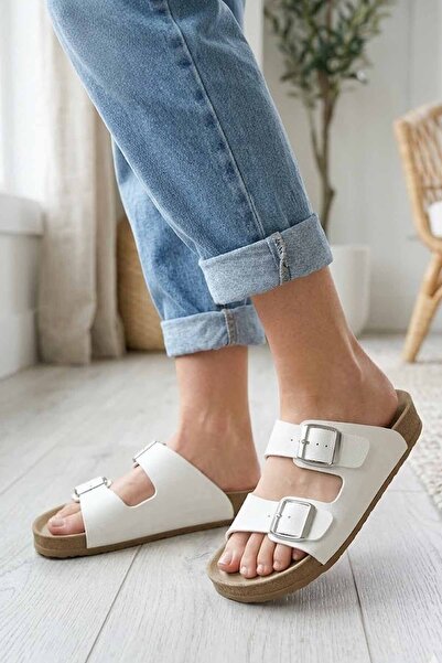 Kinetix Women's Double Buckle Cork Sole Anatomical Daily Slippers Rs-7