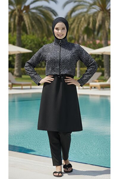 new ats Rimal Full Covered Hijab Swimsuit with Ethnic Pattern, Set of 4 with ...