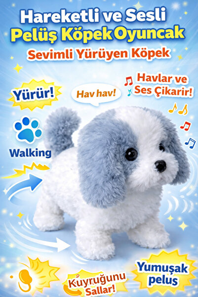viyol marketim Pilli Hareketli Havlama Sesli Peluş Köpek Oyuncak – Yürüyen Se...