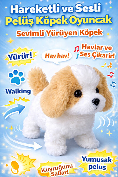 viyol marketim Pilli Hareketli Havlama Sesli Peluş Köpek Oyuncak – Yürüyen Se...