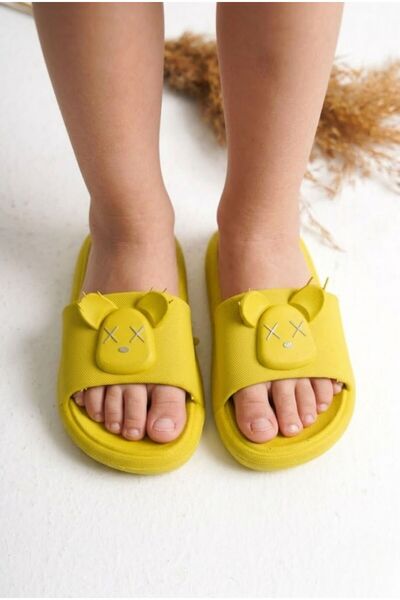 Sentyrax Κορίτσια/Αγόρια Κίτρινες Αντιολισθητικές Παντόφλες Παραλίας με Φιγού...