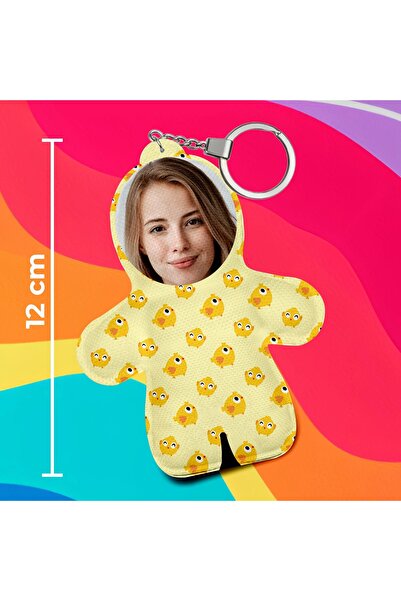 Motto Gift Sarı Civciv Tasarımlı Kişiye Özel Sevimli Fotoğraflı Peluş Anahtar...
